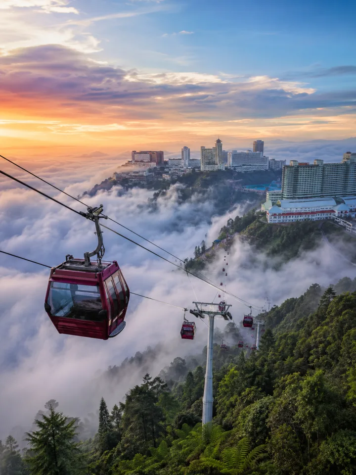 Genting Highlands cable cars above the clouds