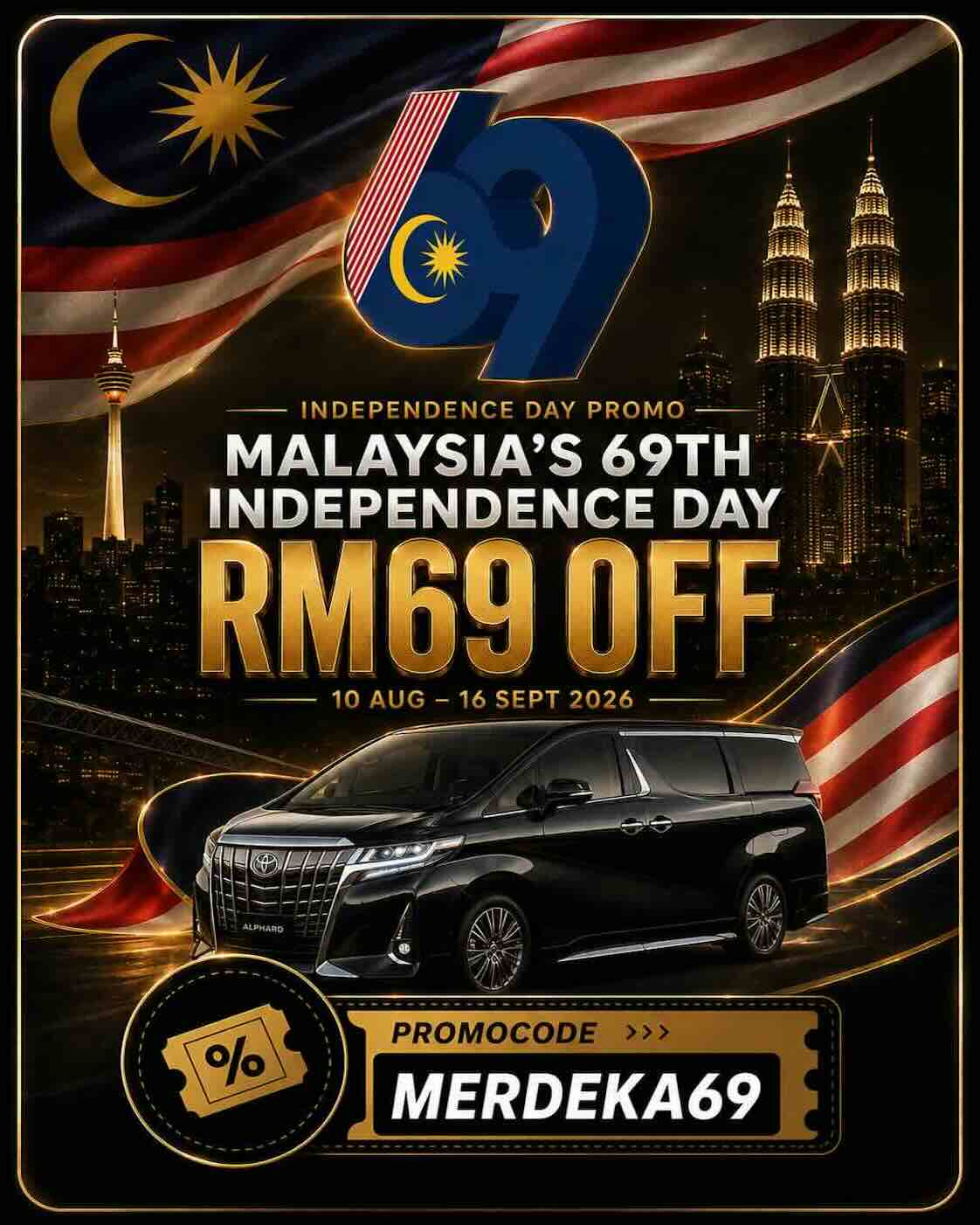 Valetra Merdeka 69 promo offering RM69 OFF eligible bookings